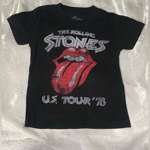 The Rolling Stones Kids Black Tee With Red Tongue Graphic US Tour '78 Sz. Kids 3